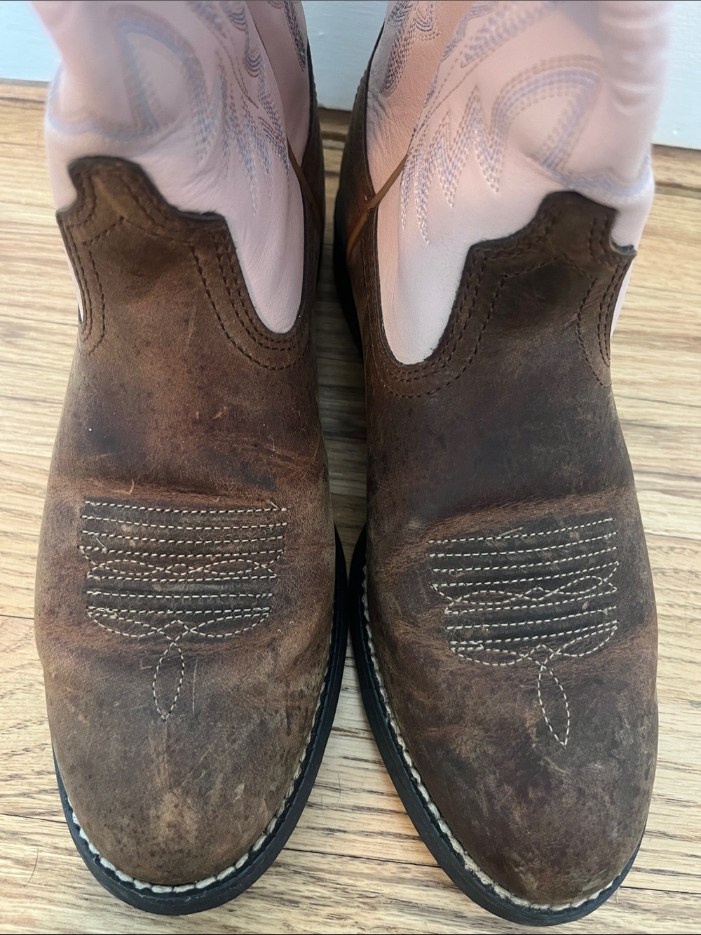 Ariat women’s heritage stockman leather western cowboy boots pink tan size 7.5 - Picture 5 of 9